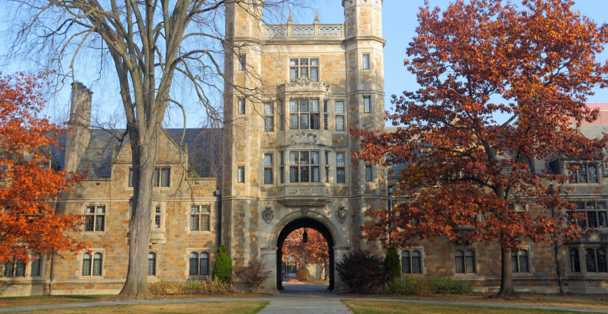 Exterior view of the front of a post-secondary institution